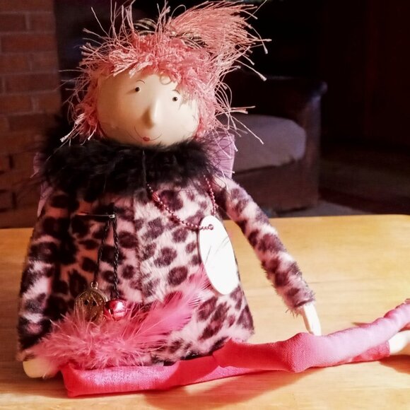 Hallmark Other - Hallmark LAUGHTER & Happiness Wish Sister/Friend Pretty Pink Leopard Shelf Doll